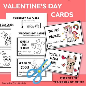 Valentine's Day Cards for Teachers & Students! Color & give ,Easy to Print