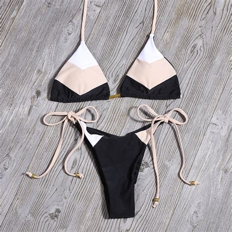 Fashion Print Swimsuit For Women Sexy Tie Bikini Thin Summer Beach Swimwear S K