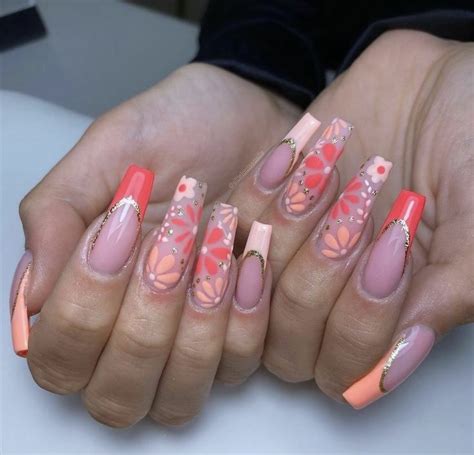 Blooming Flower Nail Designs Acrylic Nail Art In