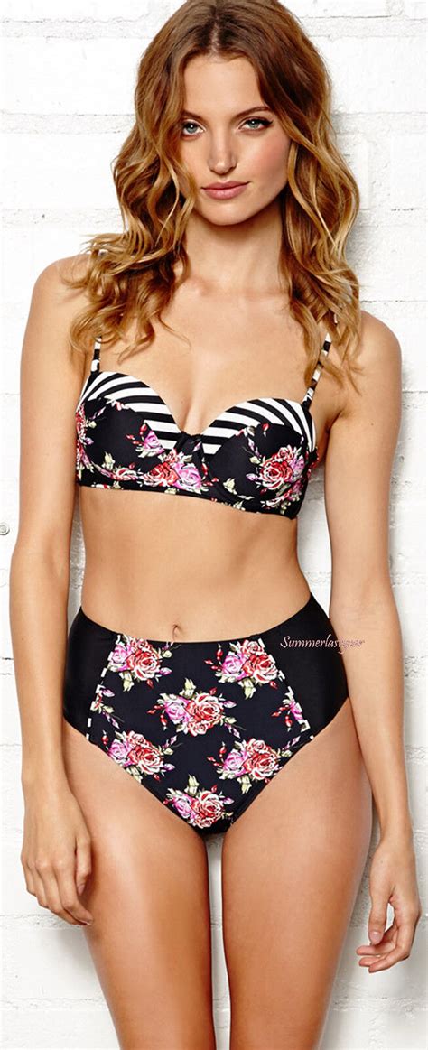 Glam Suite Retro Bikini Swim Suit Corset Top With High Waisted Bottoms Ebay