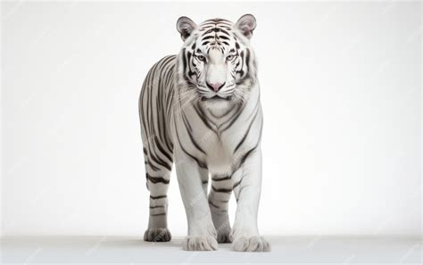 Premium Photo Regal White Tiger Stance On White Background
