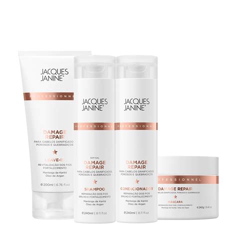 Kit Jacques Janine Demage Repair Shampoo Condicionador M Scara E Leave