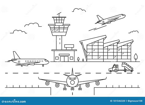 airport clipart black  white