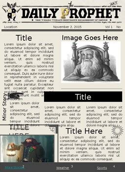 Harry Potter Daily Prophet Editable Newspaper Template By