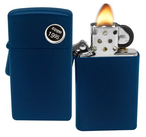 Zippo Lighter 1639 Slim Navy Blue Matte Finish Windproof Pocket New