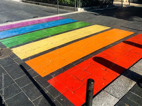 LGBT Pedestrian Crossing In The Streets Of Bordeaux For The Gay Pride Month Stock Photo Adobe