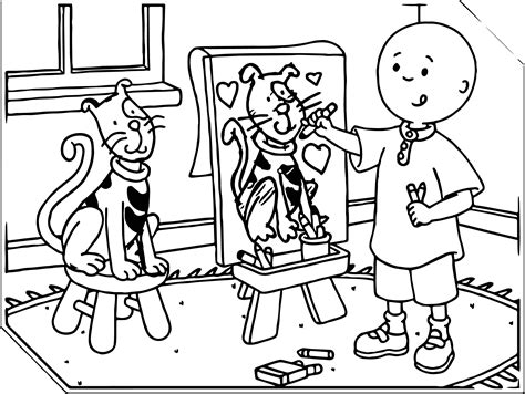 Painting Caillou Coloring Page | Wecoloringpage.com