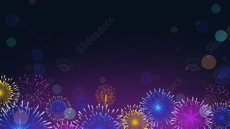 Festival Celebrate New Year White Fireworks Dark Powerpoint Background ...