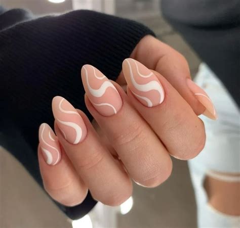 White Swirl Custom Press On Nails Nude Luxury False Nails Etsy Artofit