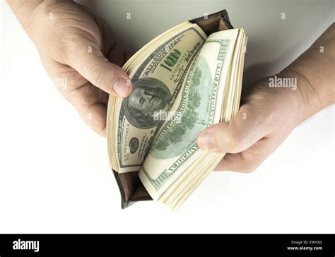 Opening The Wallet Full Of Money Stock Photo Alamy