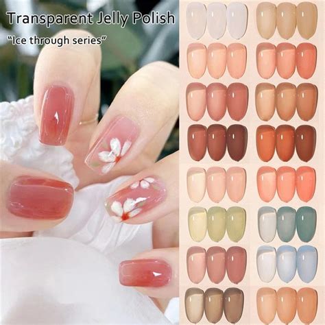 15ml Translucent Jelly Nail Varnish Summer Ice Through Gel 30 Color Transparent Nude Nail Polish