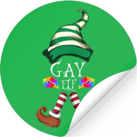Merry Christmas Gay Elf LGBT Pajama Gift Gay Elf Stickers Sold By Ipsita Mishra SKU 28001714