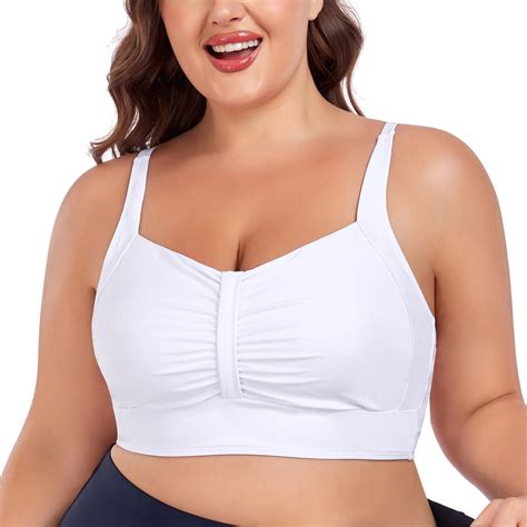 Ocean Blues Women S Plus Size Ruched Back Tie Bikini Top Bikini Top White Swimsuit Bathing Suits