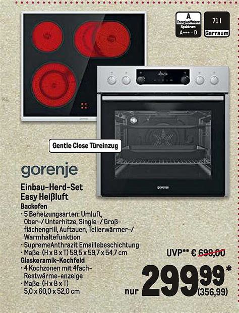 Gorenje Einbau Herd Set Easy Heißluft Backofen Angebot bei METRO