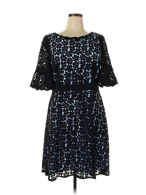 Shani 100 Polyester Solid Black Blue Casual Dress Size 14 74 Off