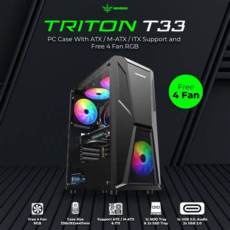 Jual CASING GAMING NYK Nemesis TRITON T33 FREE 4FAN RGB Shopee Indonesia