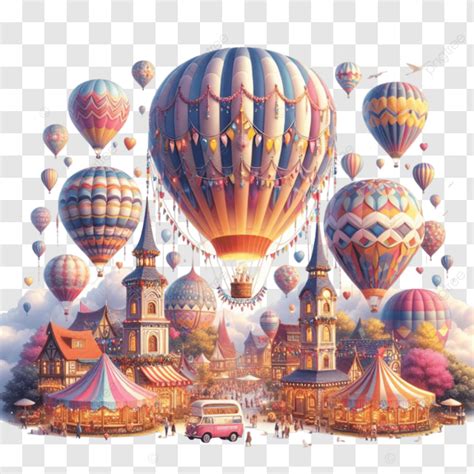 A Cosmic Carnival In The Skies Featuring Whimsical Hot Air Balloons And