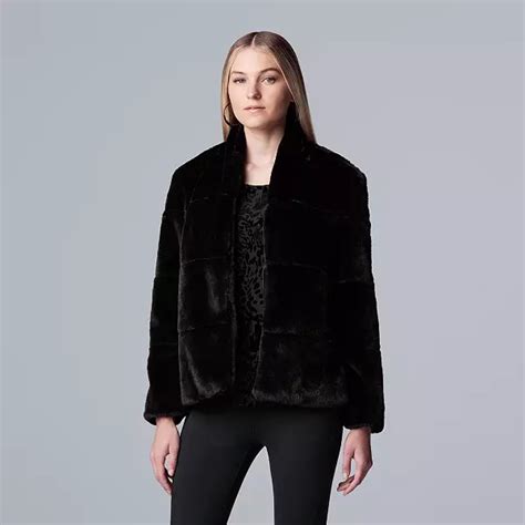 Plus Size Simply Vera Vera Wang Hooded Faux Fur Jacket Atelier Yuwa