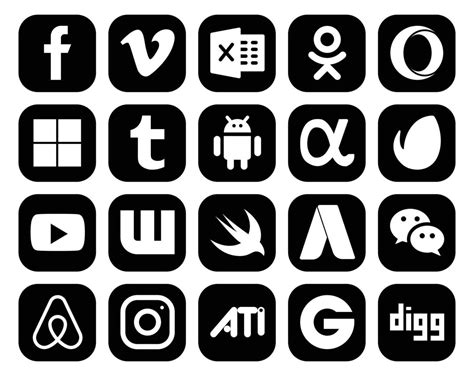 20 Social Media Icon Pack Including Messenger Adwords Android Swift