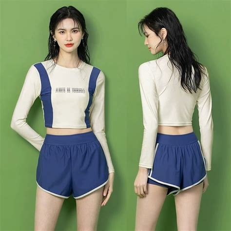 Swimsuit Split Women Hot Spring Girls Slimmer Look Cover Belly Conservative Long Sleeved