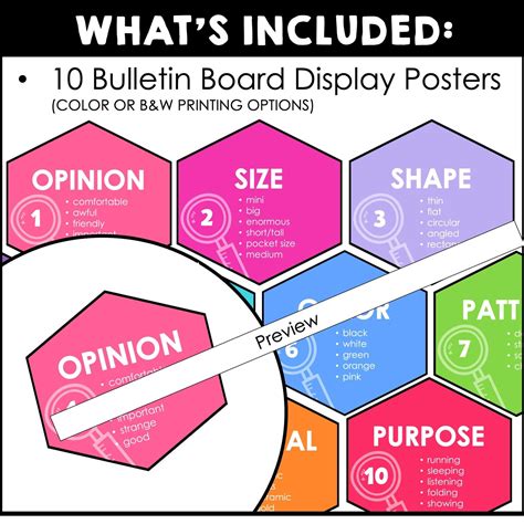 Adjective Ordering Posters Printable Bulletin Board Hot Chocolate