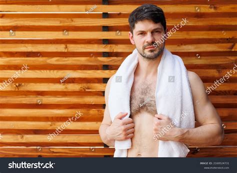 Muscular Man Naked Torso Towel Around Stock Photo Shutterstock