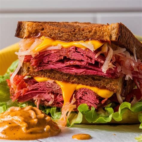 Premium Photo Classic Reuben Sandwich With Corned Beef Sauerkraut And