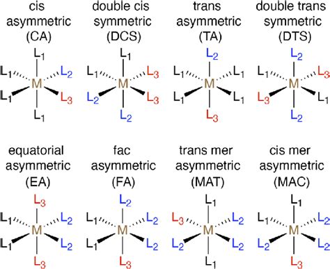 Symmetry Classes For Transition Metal Complexes With Three Unique
