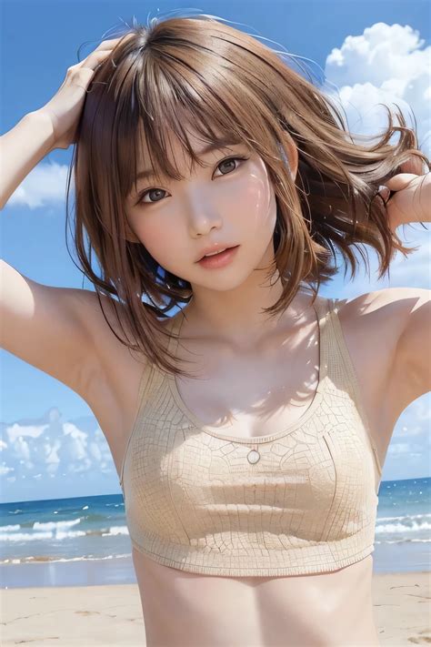 A Close Up Of A Woman In A Bikini Top On A Beach Seaart Ai