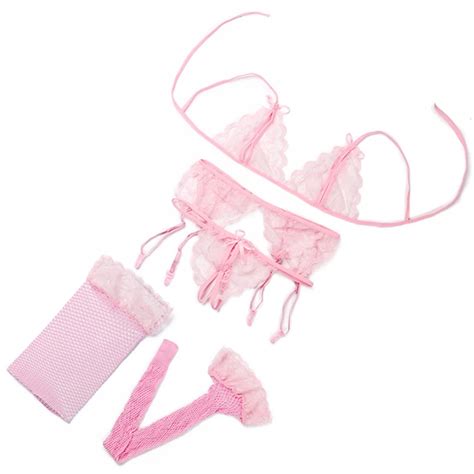 Lingerie Sexy Femme Pc Ensembles Cosplay Dentelle Ouverte Soutien Gorge Babydoll G String