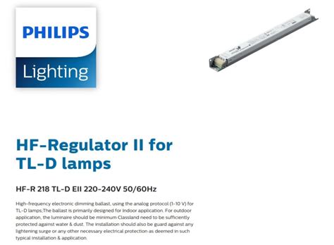 PHILIPS HF-R 218 TLD EII 220-240V 50/60HZ DIMMABLE ELECTRONIC BALLAST ...