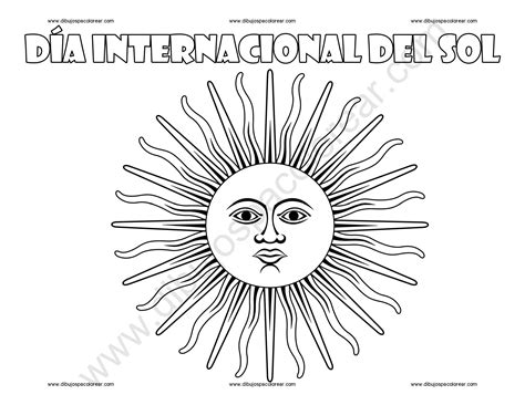 Día internacional del Sol dibujo a color y para colorear