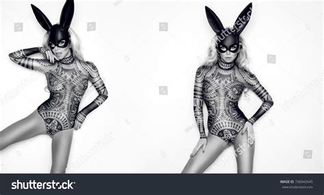 Sexy Blonde Girl Black Mask Bunny Stock Photo 736042645 Shutterstock