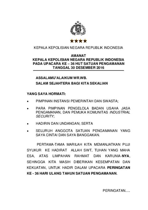 Pdf Draft Sambutan Kapolri Pada Hut Satpam Ke 36 Th 2016 Setum Paraf