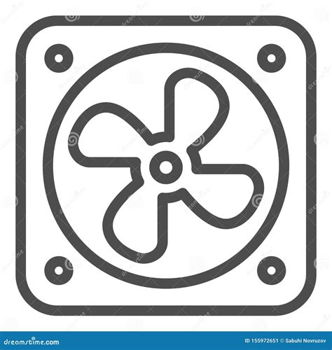 Car Fan Cooling Line Icon Radiator Fan Vector Illustration Isolated On