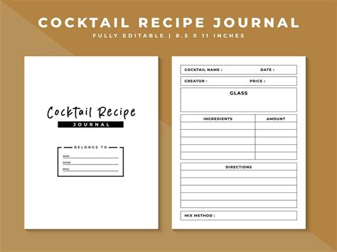 Logbook For Cocktail Mixing Minimalist