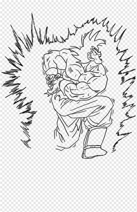 Linha Arte Goku Super Saiyan Desenho Goku Ngulo Branco Png