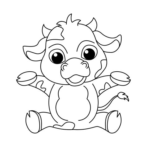Premium Vector Cute Cow Cartoon Coloring Page Illustration Vector For
