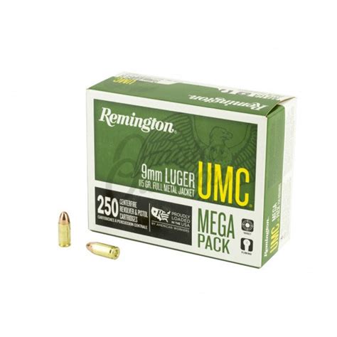 Remington Umc 9mm Luger 115 Grain Fmj Ammunition Mega Pack 250 Rounds