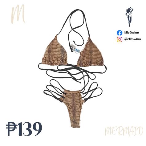 Crocodile Triangle Cheeky Bikini Set M Yellow Swimsuit Women S Fashion Swimwear Bikinis