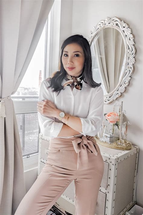 Ootd White Blouse Pink Pants Neckscarf Nordgreen Watch Everybae