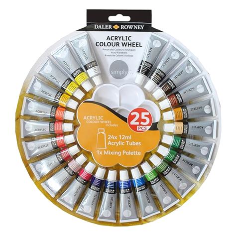 Daler Rowney Simply Acrylic Colour Wheel Paint Set Of 24 Tubes Of 12ml Colours Uk