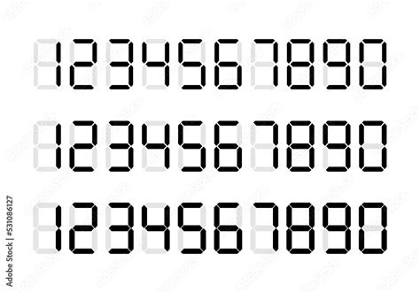 digital number setisolated  white background led digit set