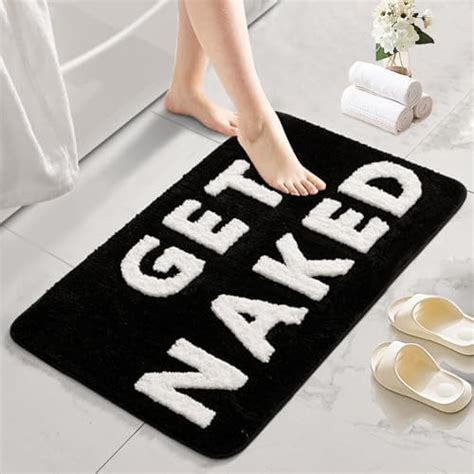 Amazon Yuang Get Naked Bath Mat Funny Bathroom Rugs Non Slip Black Bath Mats Soft Thick