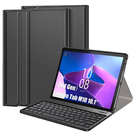 Lunso Lenovo Tab M10 Gen 3 Afneembare Toetsenbord Hoes Zwart