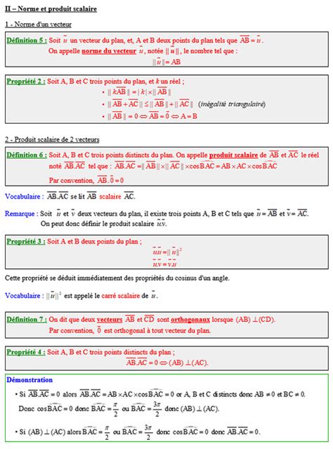 Cours Norme Et Produit Scalaire