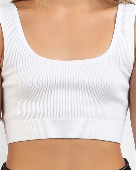 Shop Mooloola Girls Basic Seamfree Crop Top In White Fast Shipping