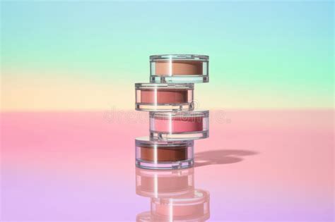 Stack Of Four Nude Compact Blushes Pastel Background Stock Illustration Illustration Of Four