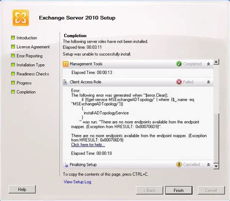 Exchange Server Setup Failed To Complete Techyv