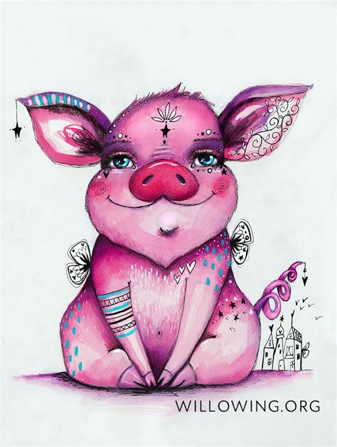 Portrait Of Pig Original Painting Willowing Arts